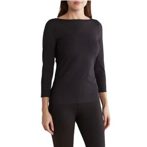 NIC+ZOE Active Black Top with 3/4 Sleeves‎ Size L
